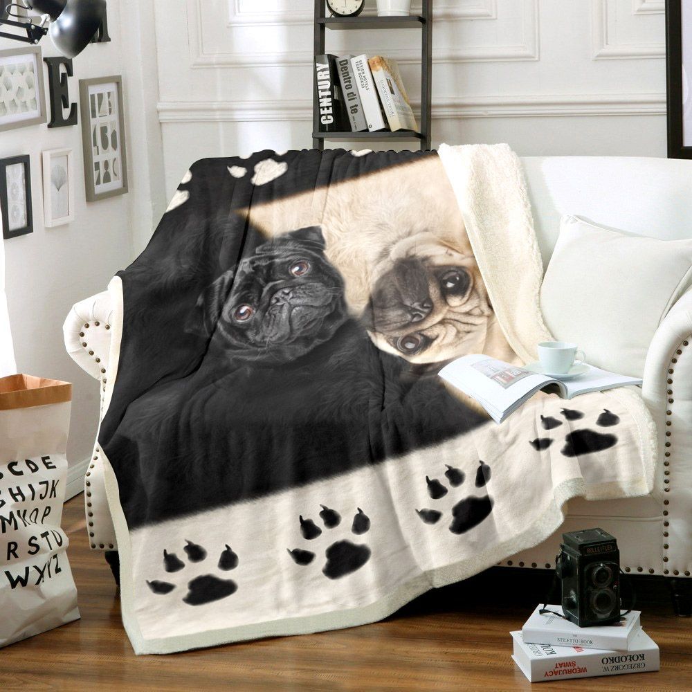 Pug Sherpa Fleece Blanket