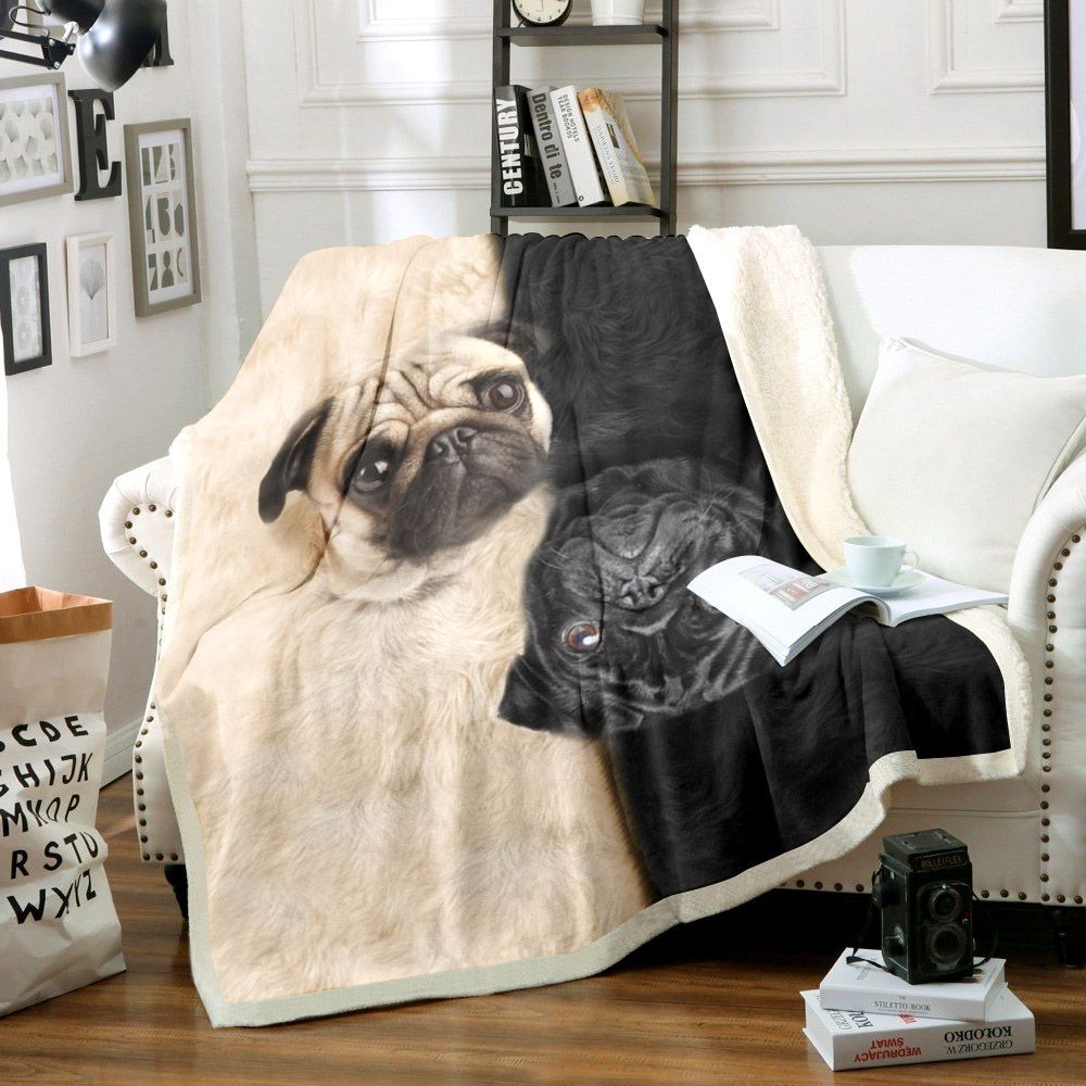 Pug Sherpa Fleece Blanket
