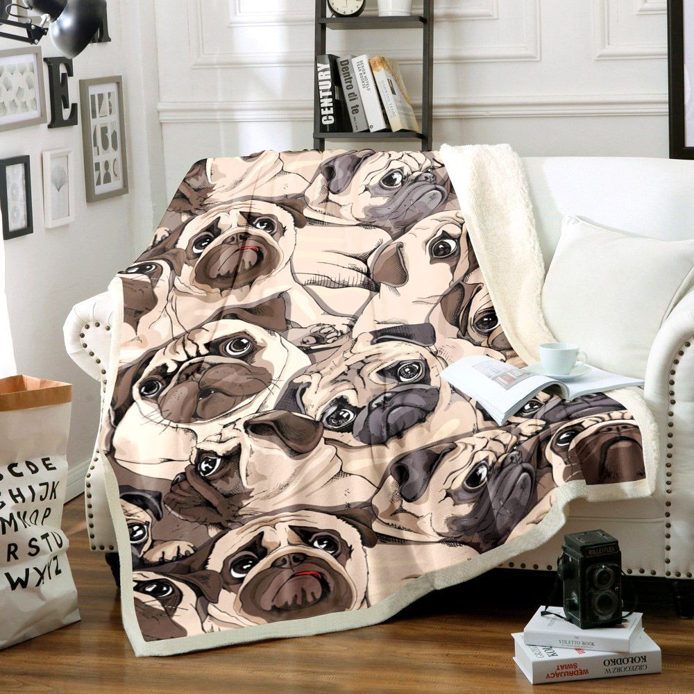 Pug Sherpa Fleece Blanket