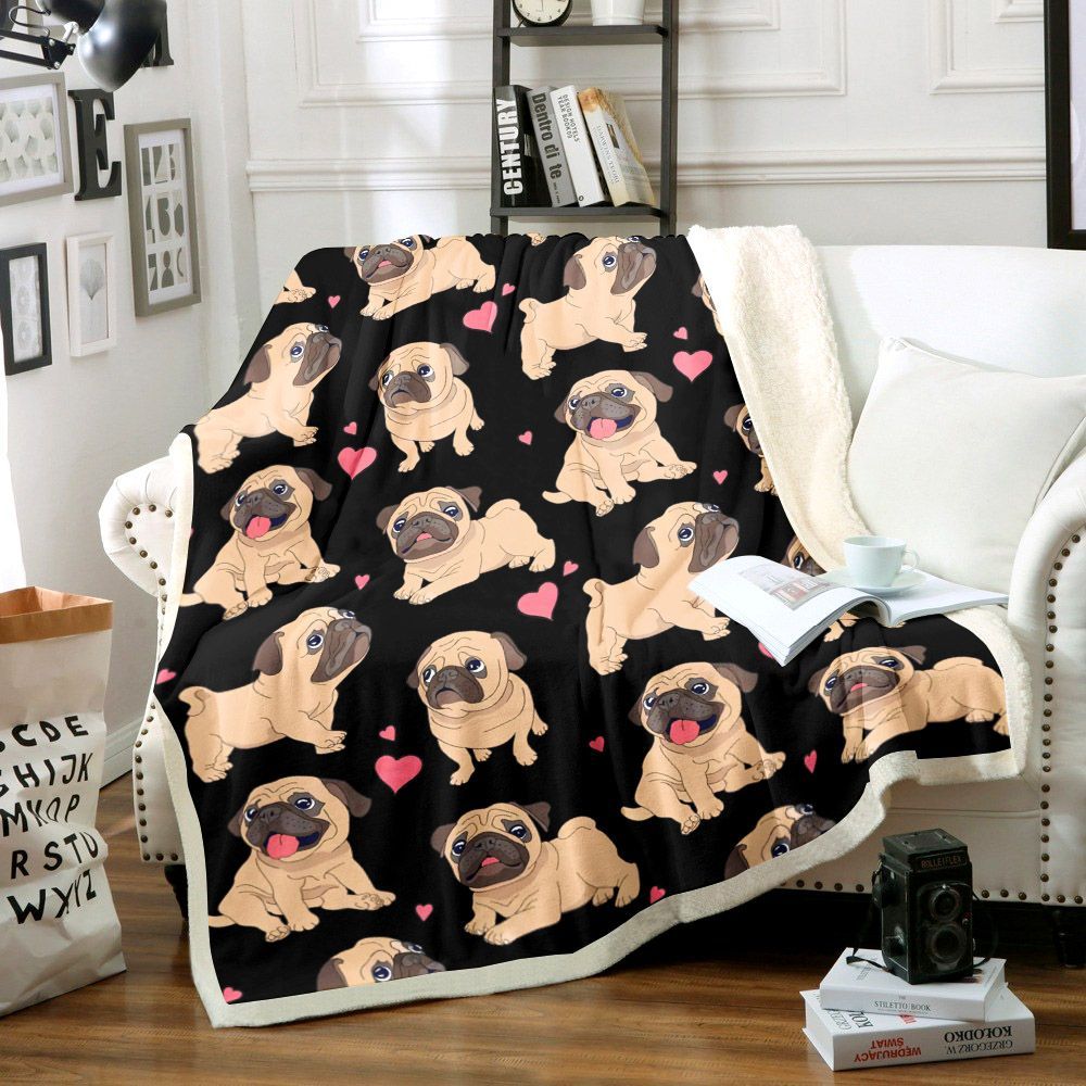 Pug Sherpa Fleece Blanket