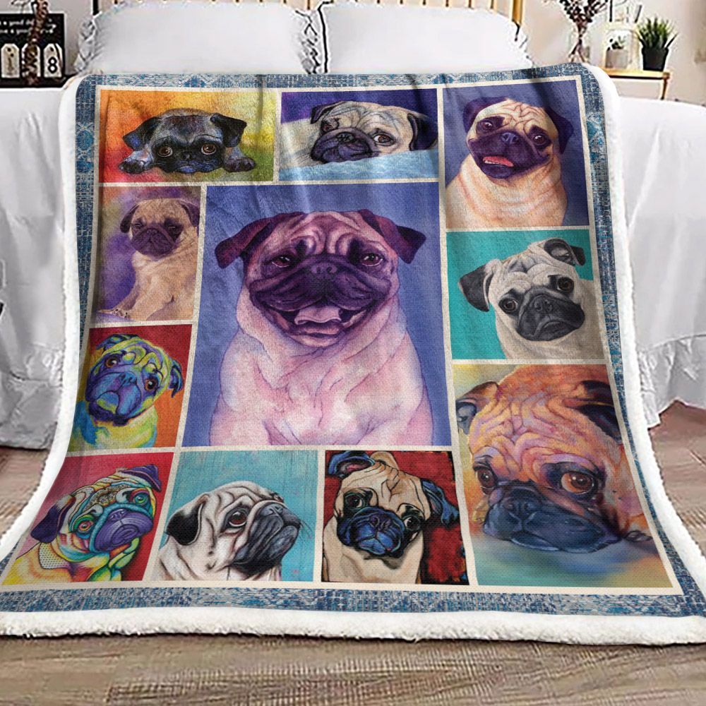 Pug Sherpa Fleece Blanket