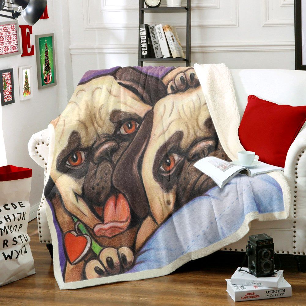 Pug Sherpa Fleece Blanket