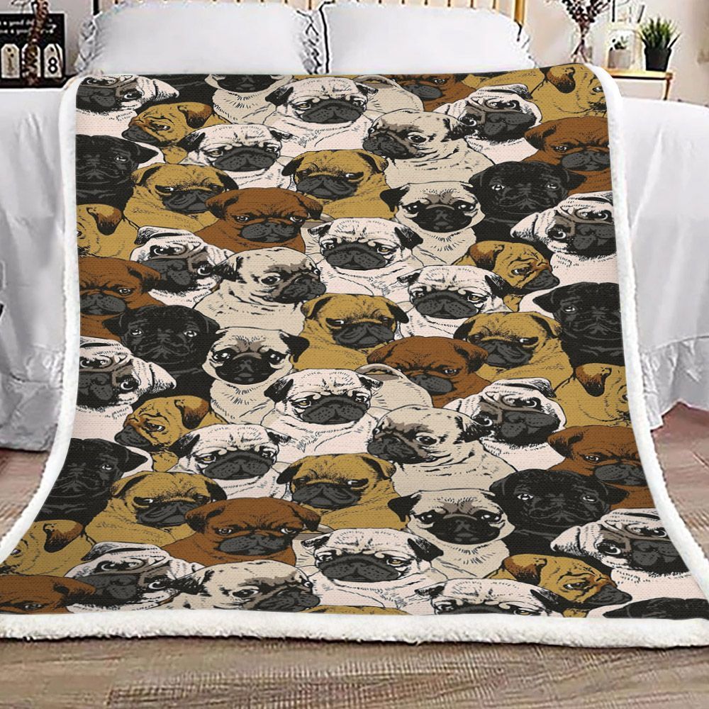 Pug Sherpa Fleece Blanket