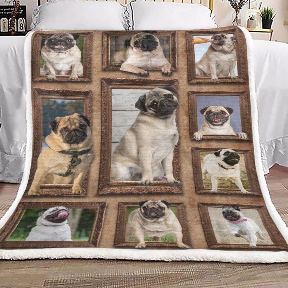 Pug Sherpa Fleece Blanket