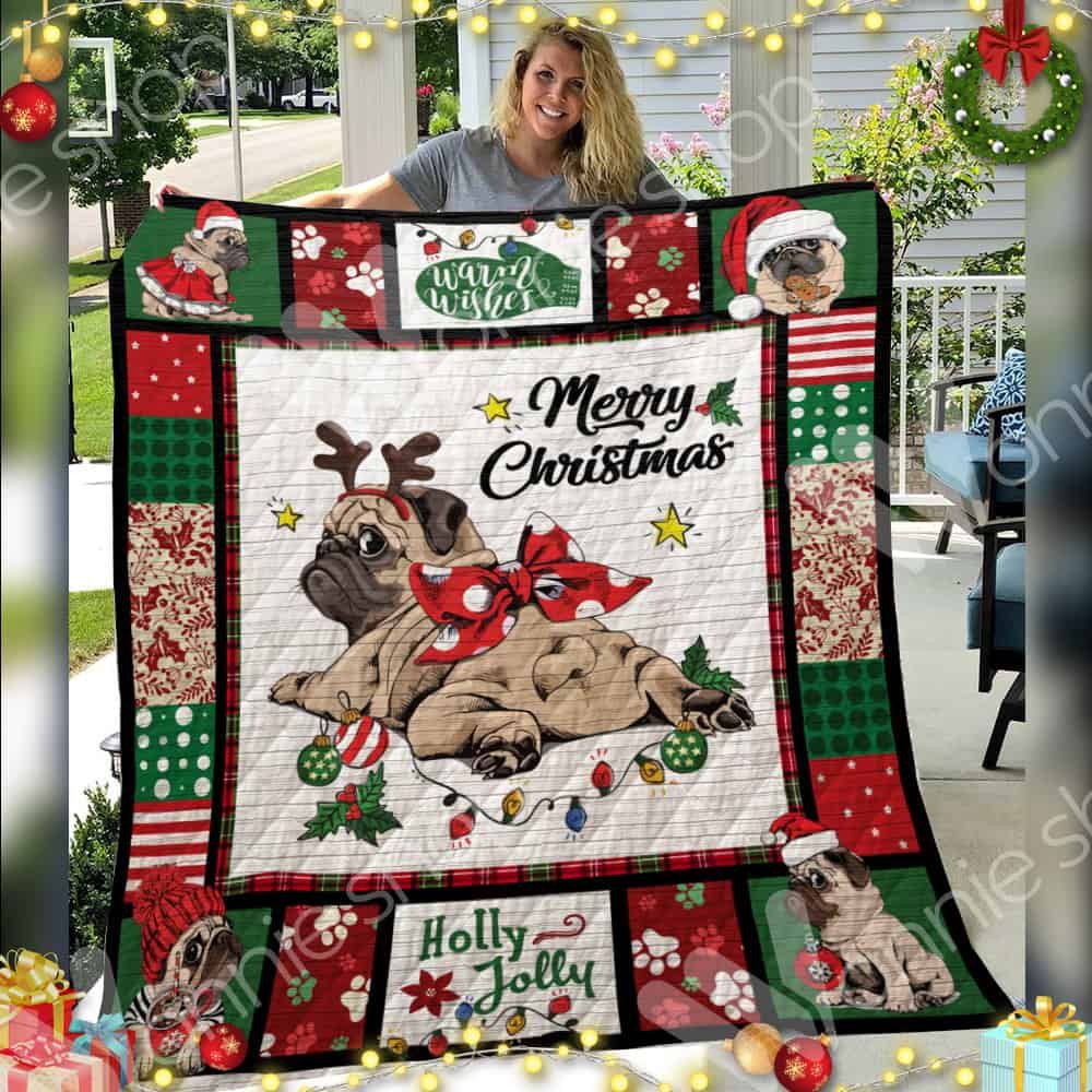 Pug Holly Folly Quilt Blanket DHC3112643TD