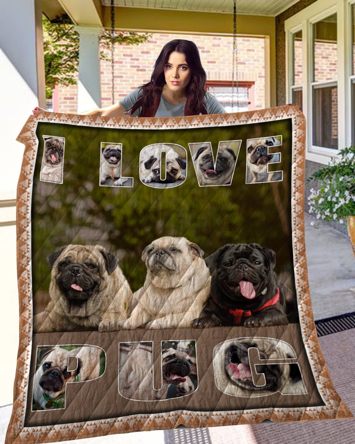Pug I Love Pugs 2109 Quilt Blanket DHC3112989TD