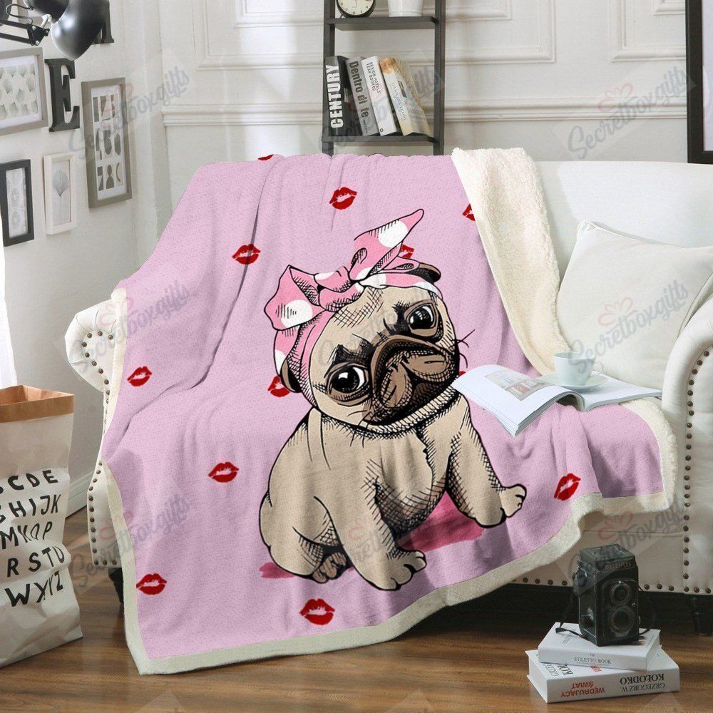 Pug Lips Fleece Blanket