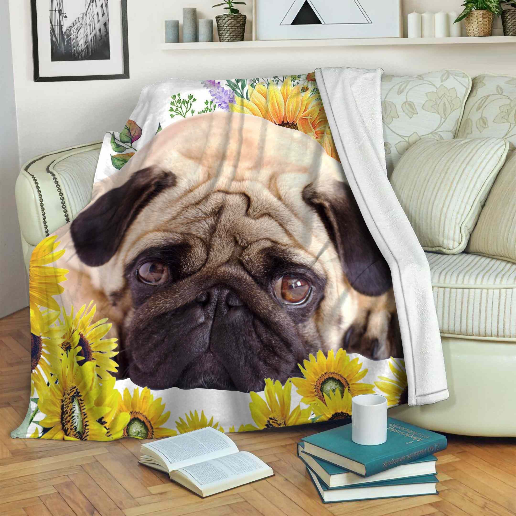 Pug Lonely Sherpa Fleece Blanket