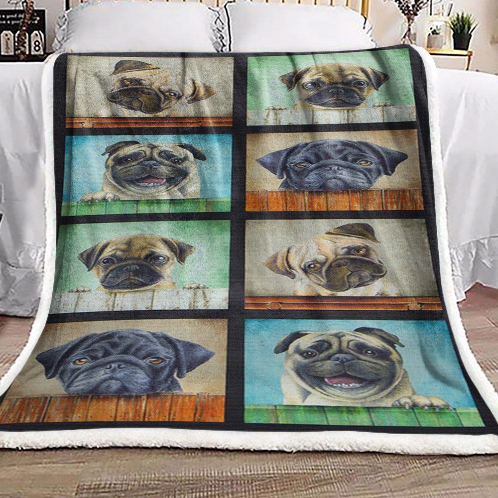 Pug Love Sherpa Fleece Blanket