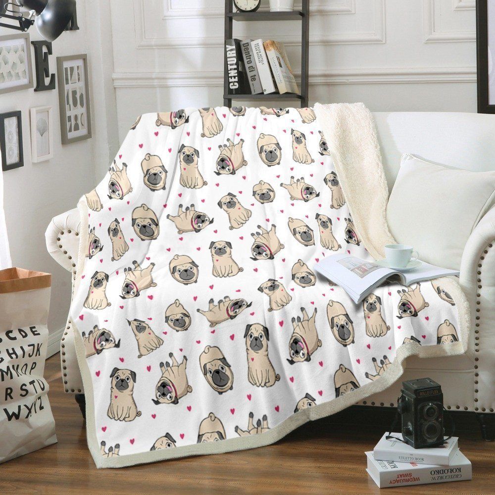 Pug Lovely Acts Sherpa Fleece Blanket