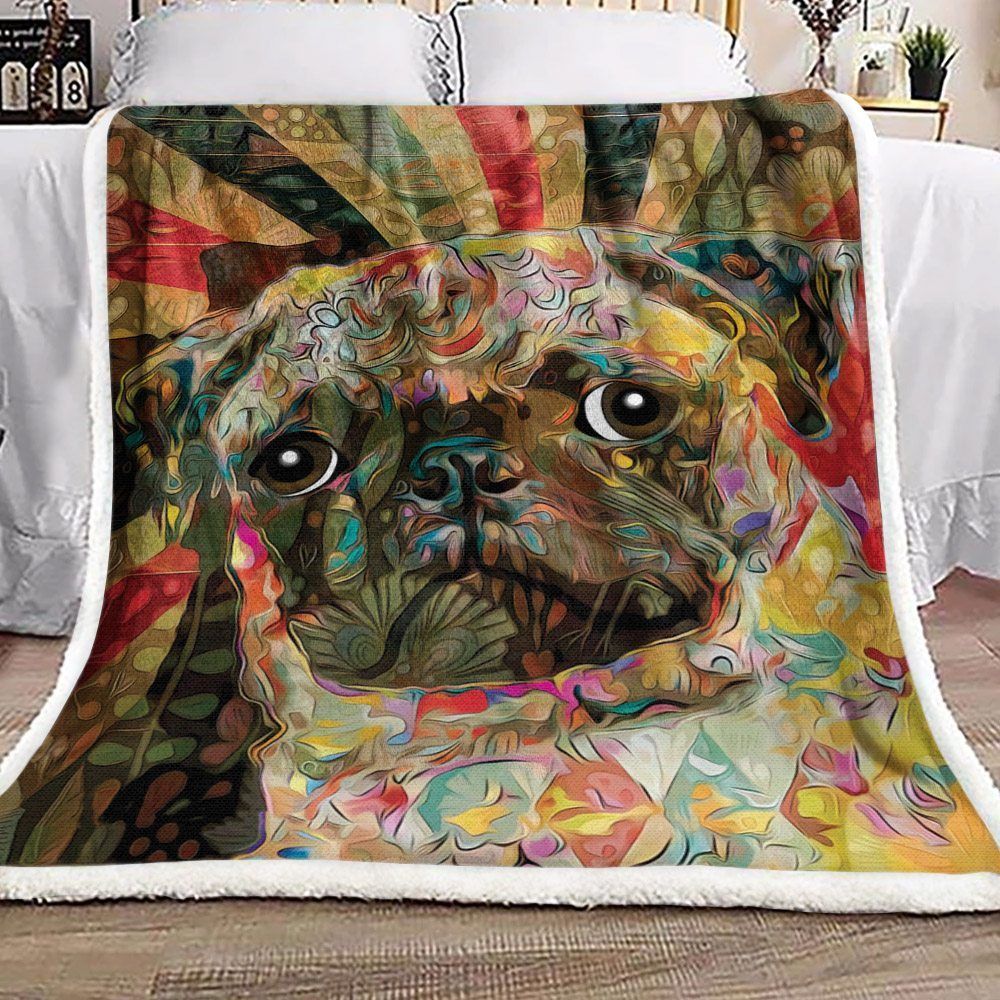 Pug Sherpa Fleece Blanket