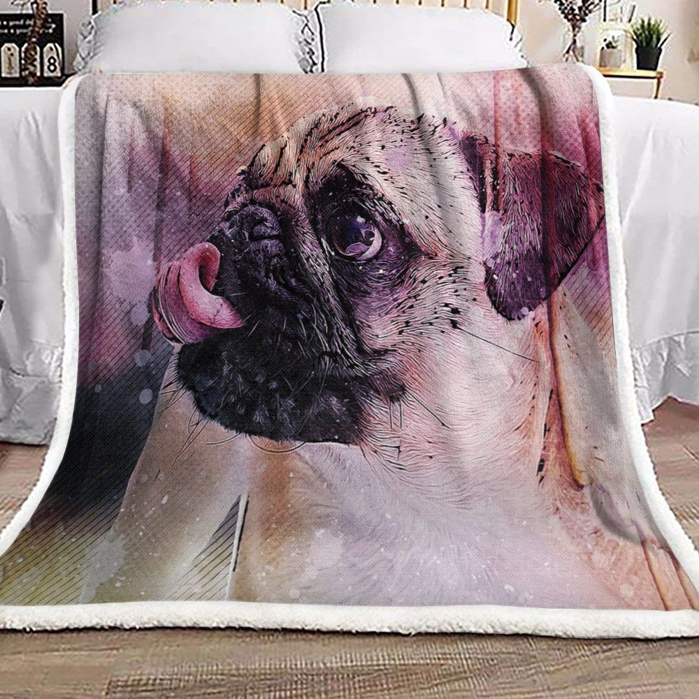 Pug Sherpa Fleece Blanket