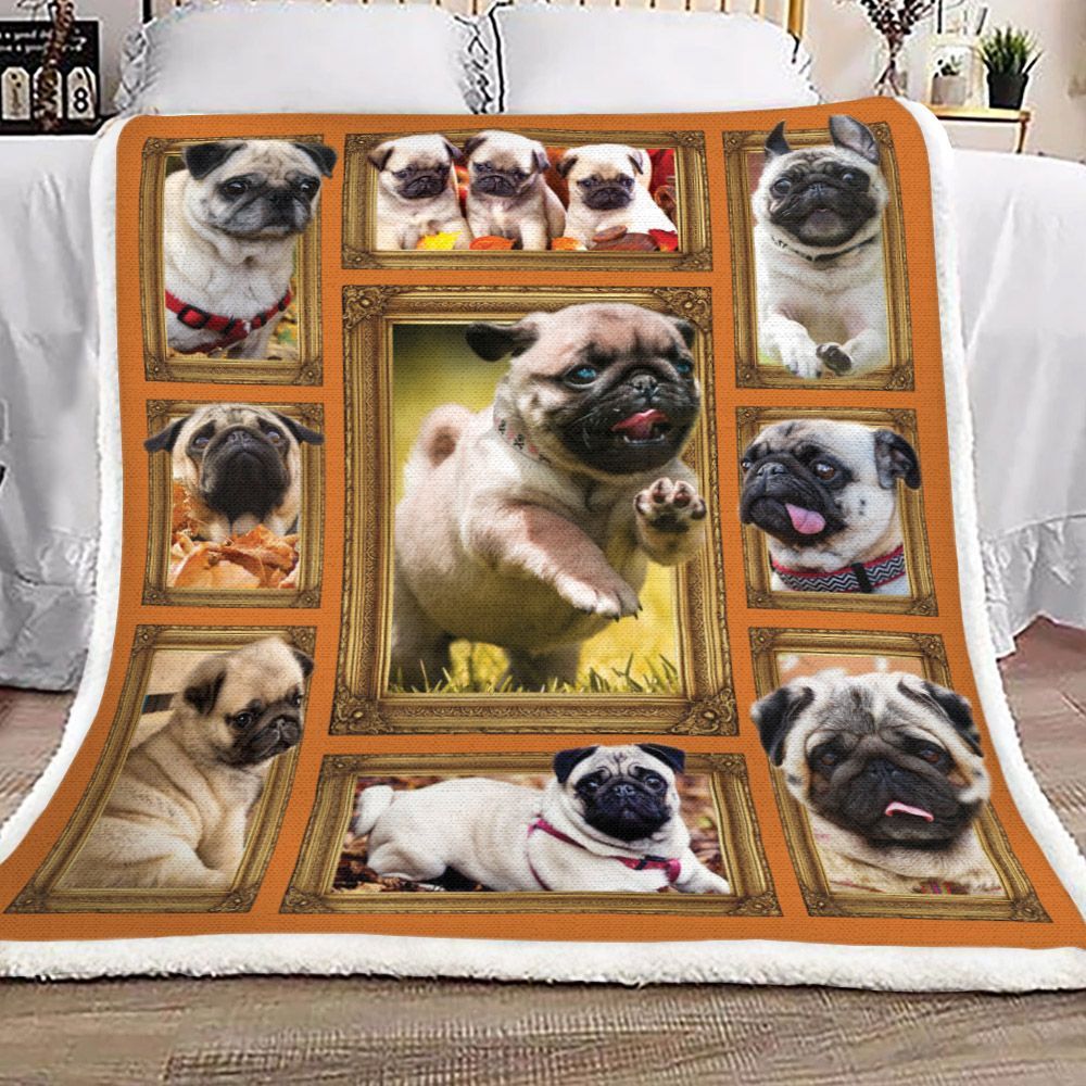 Pug Sherpa Fleece Blanket