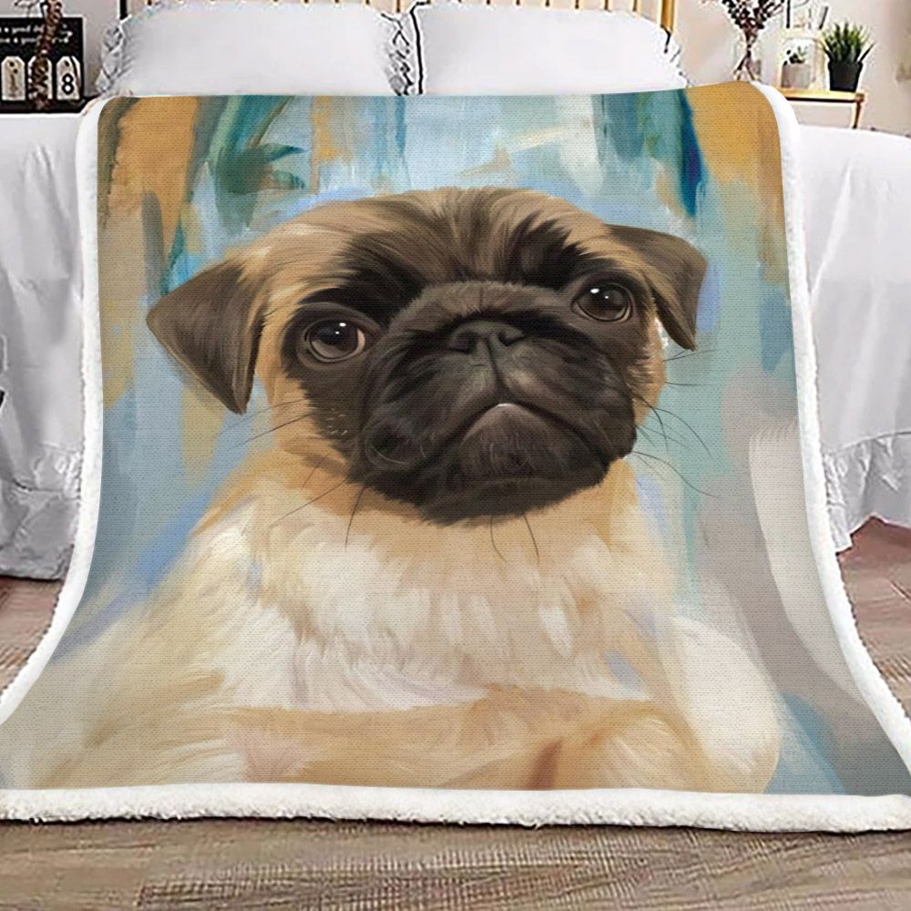 Pug Sherpa Fleece Blanket