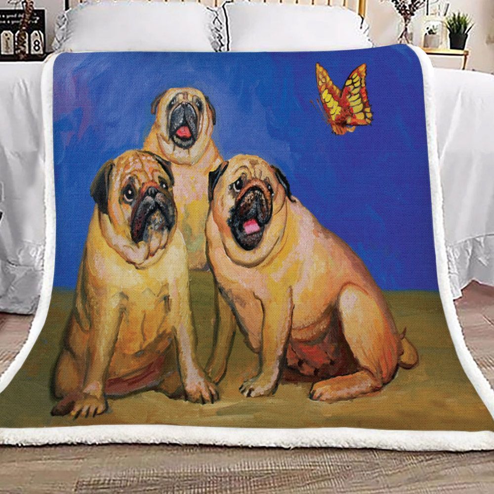 Pug Sherpa Fleece Blanket