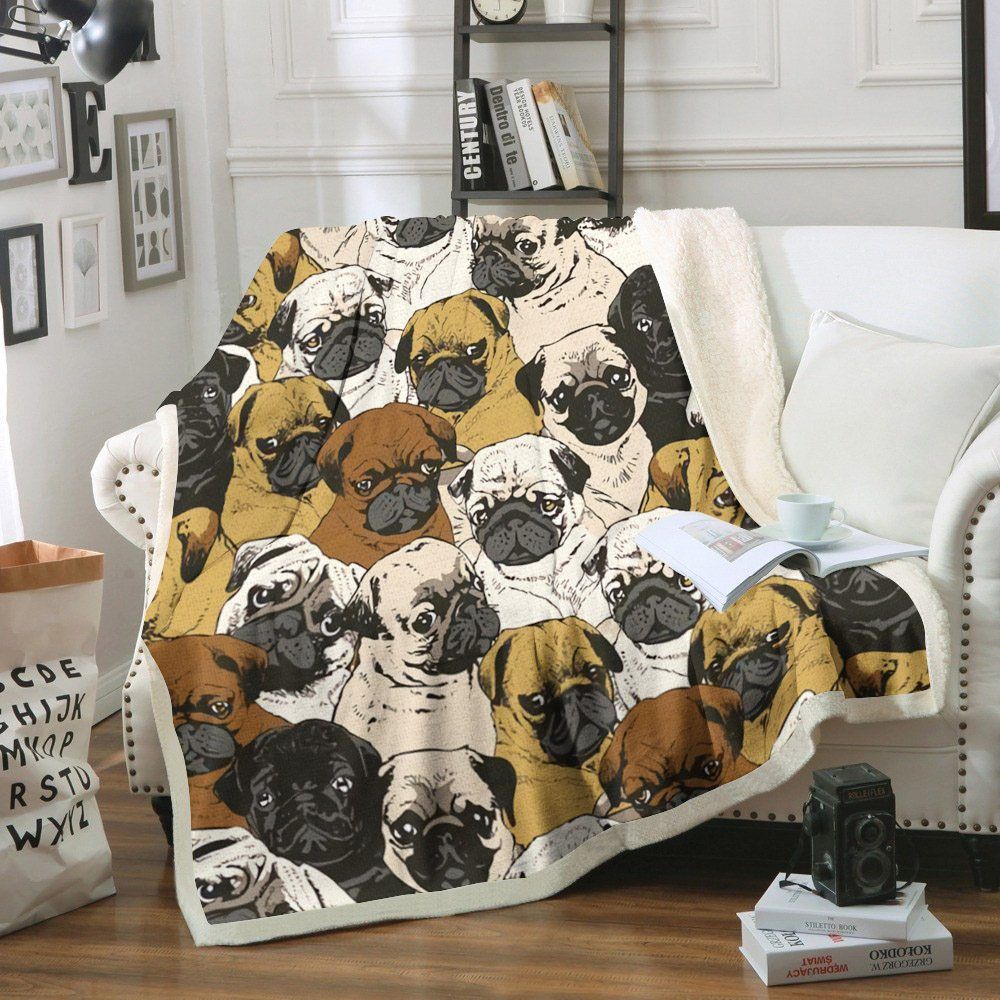 Pug Sherpa Fleece Blanket