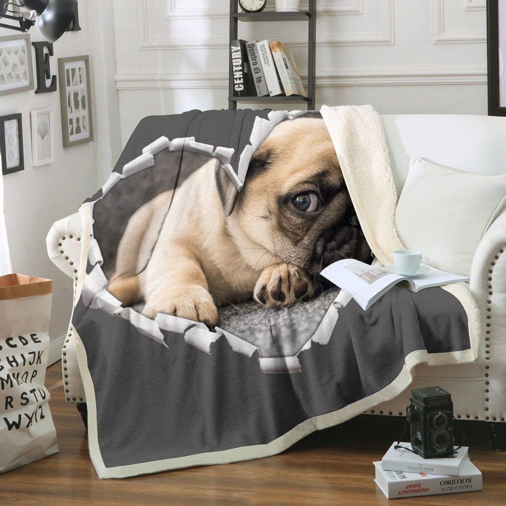 Pug Sherpa Fleece Blanket