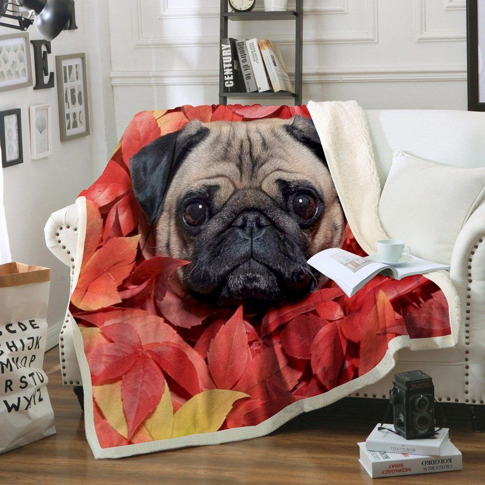 Pug Sherpa Fleece Blanket