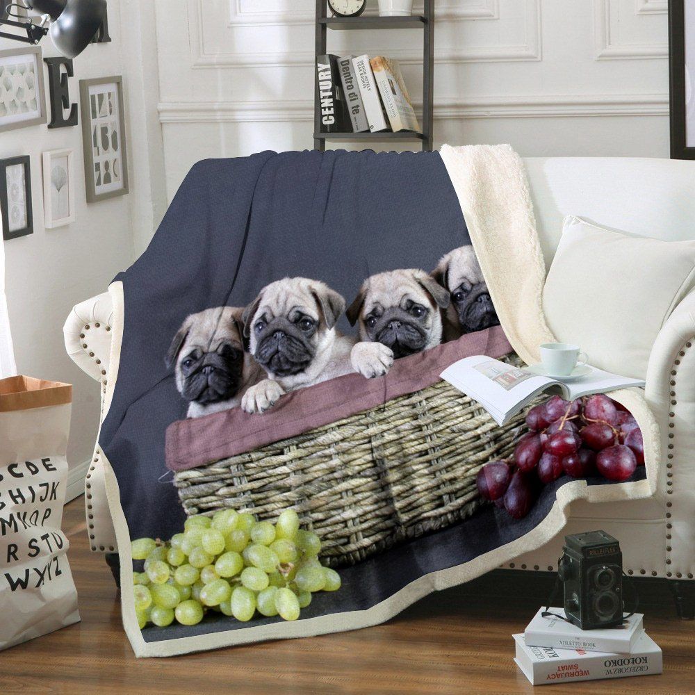 Pug Sherpa Fleece Blanket