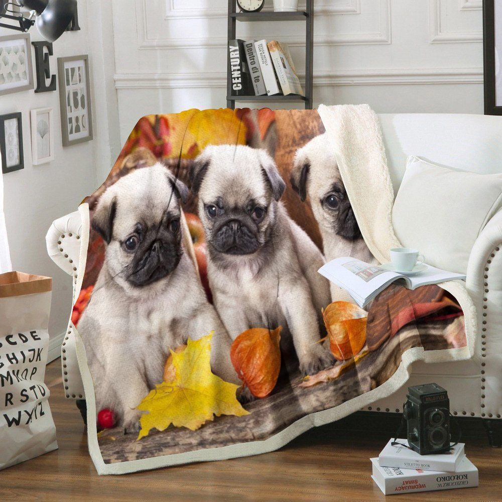 Pug Sherpa Fleece Blanket