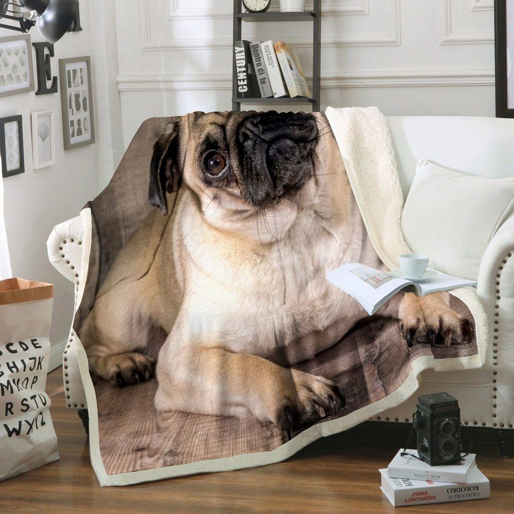 Pug Sherpa Fleece Blanket