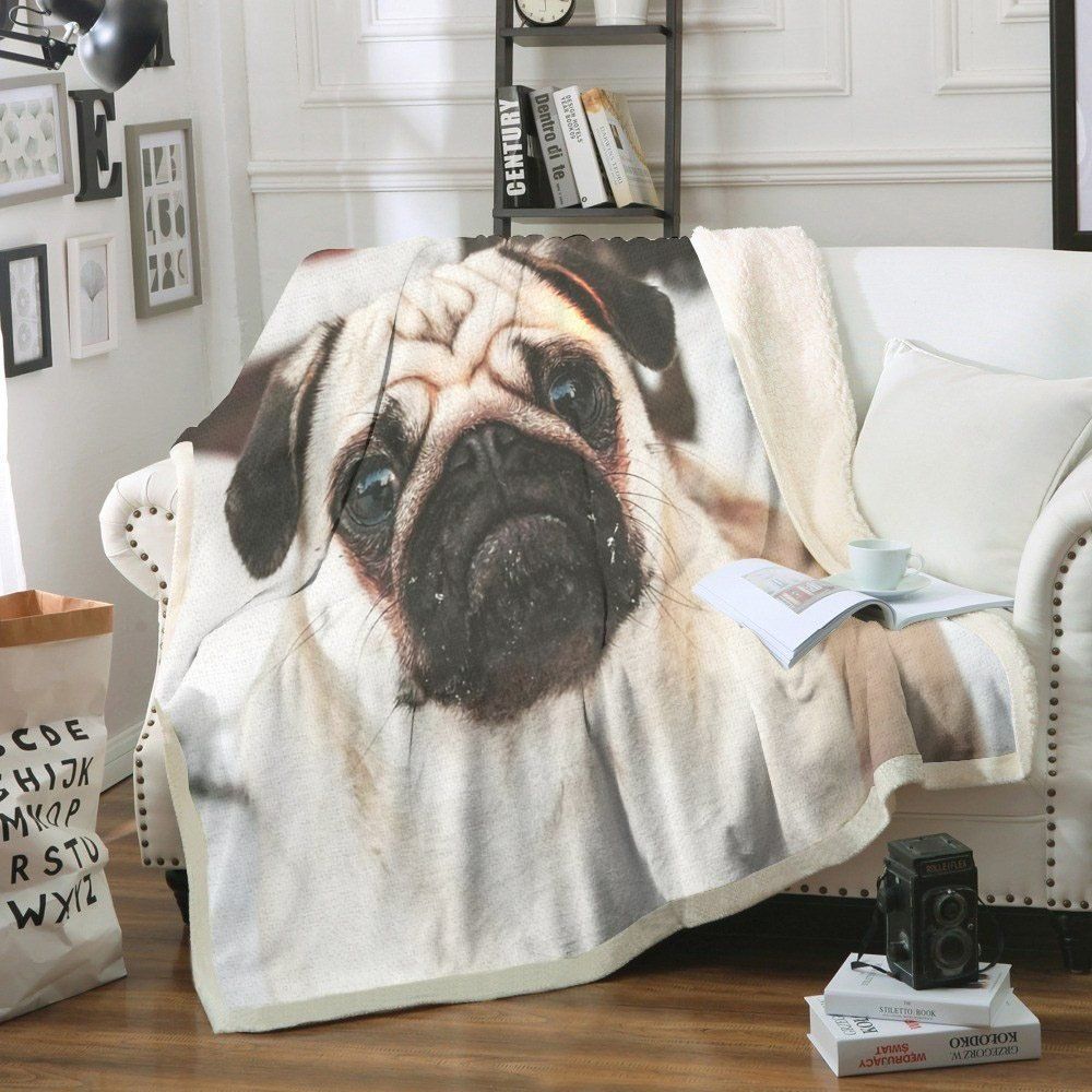Pug Sherpa Fleece Blanket