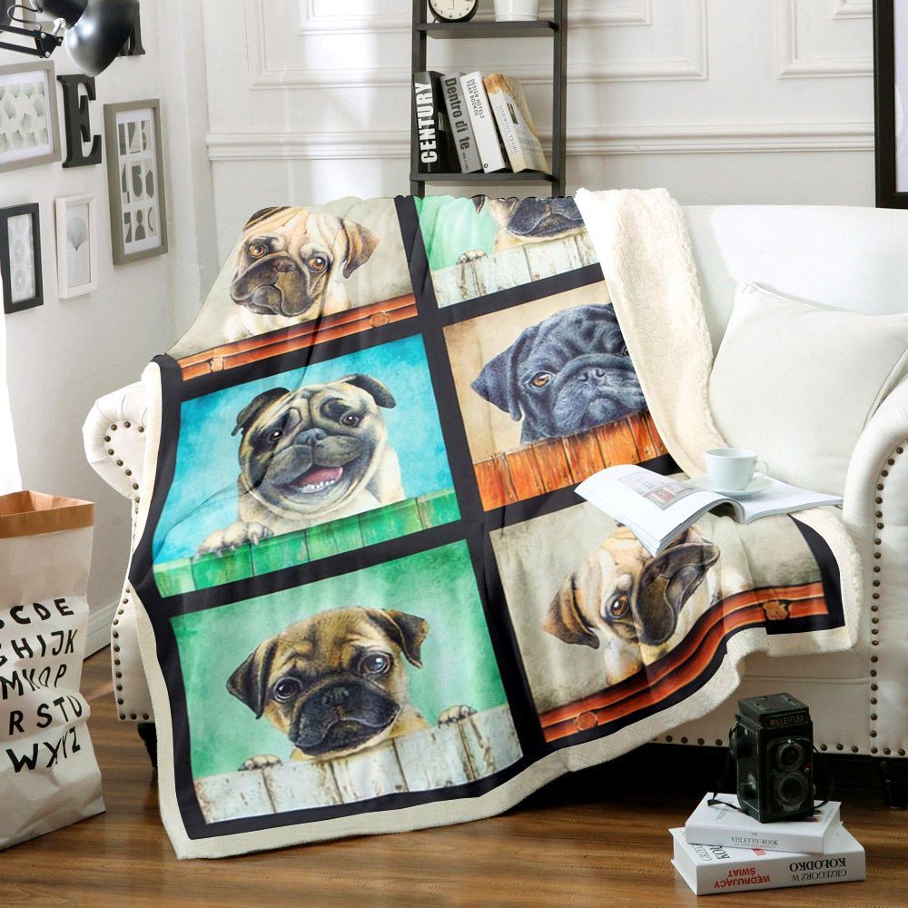 Pug Sherpa Fleece Blanket