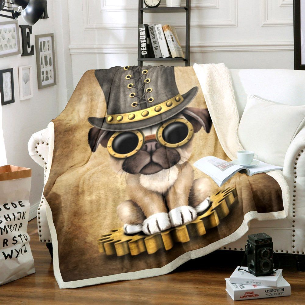 Pug Sherpa Fleece Blanket