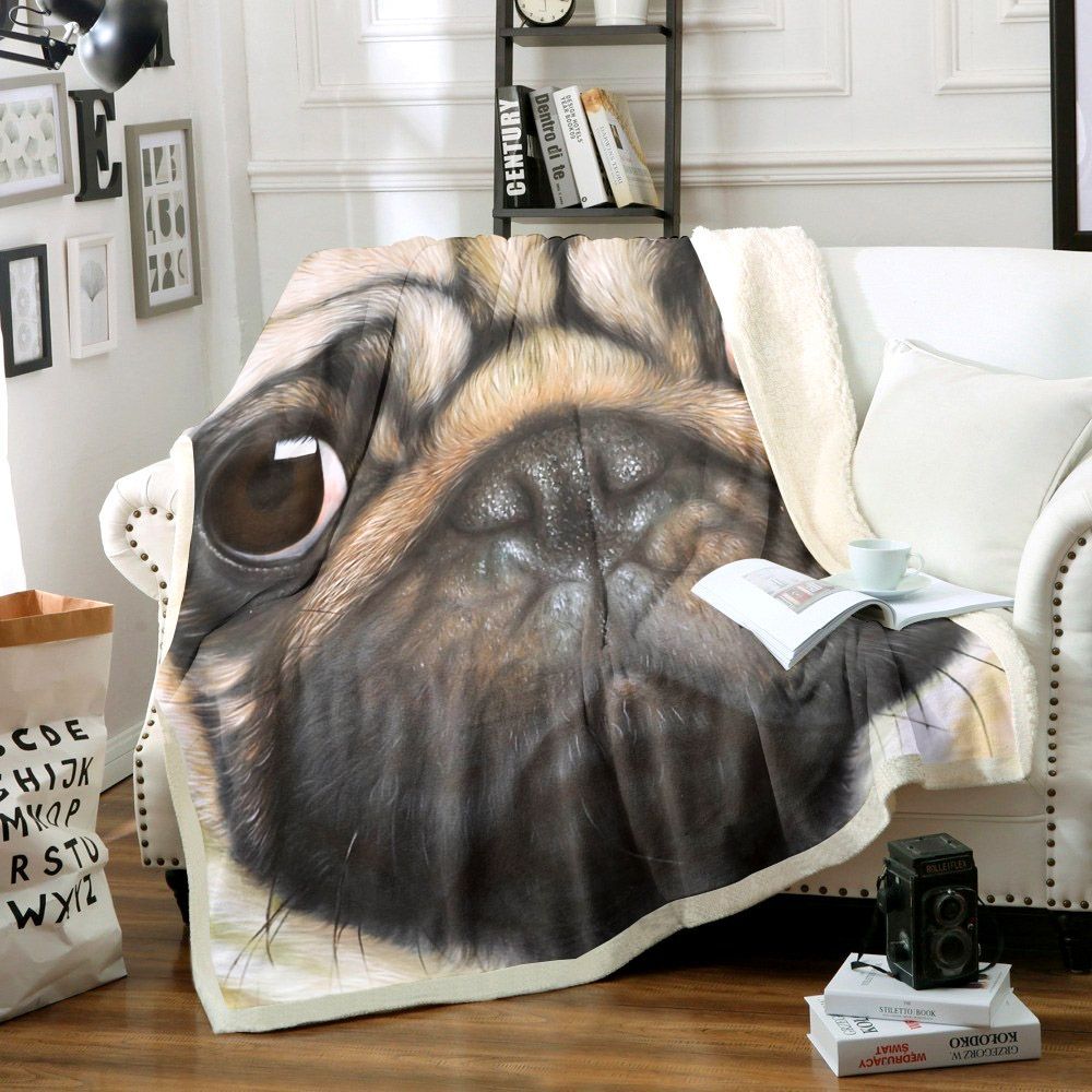 Pug Sherpa Fleece Blanket