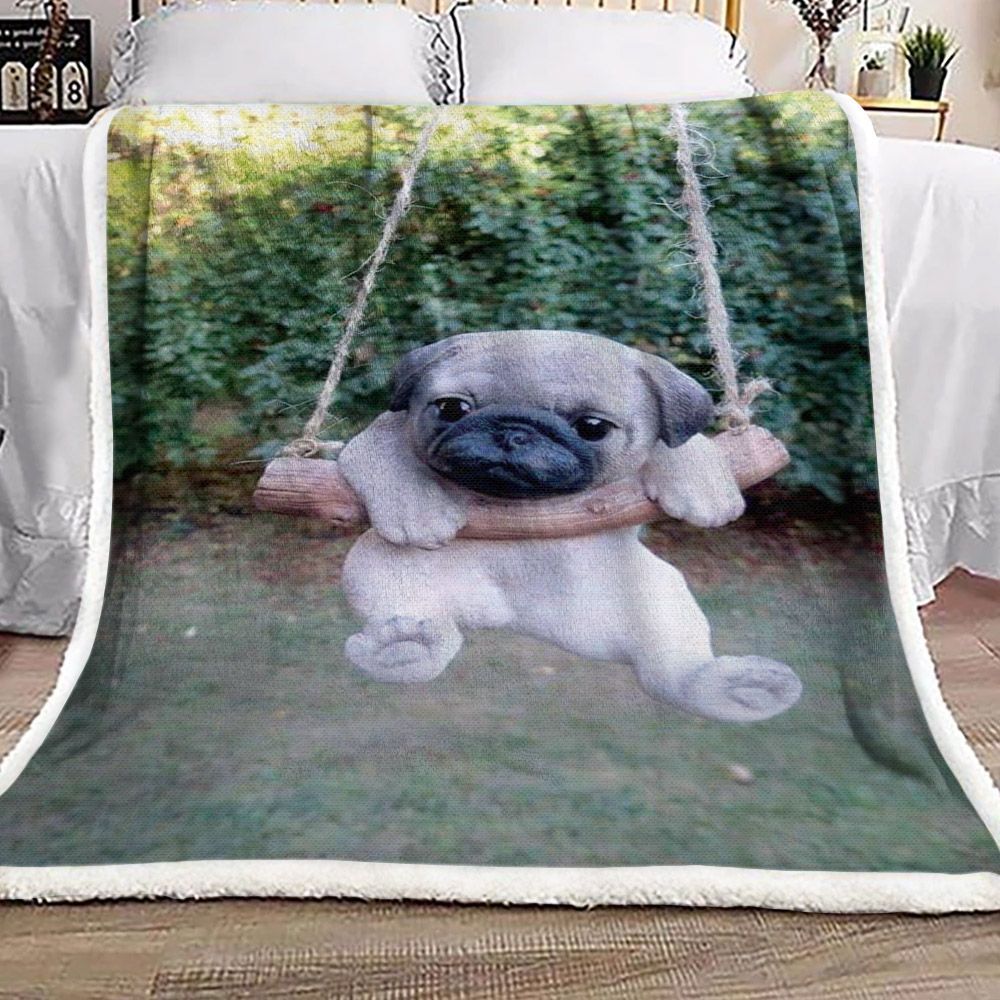 Pug Sherpa Fleece Blanket
