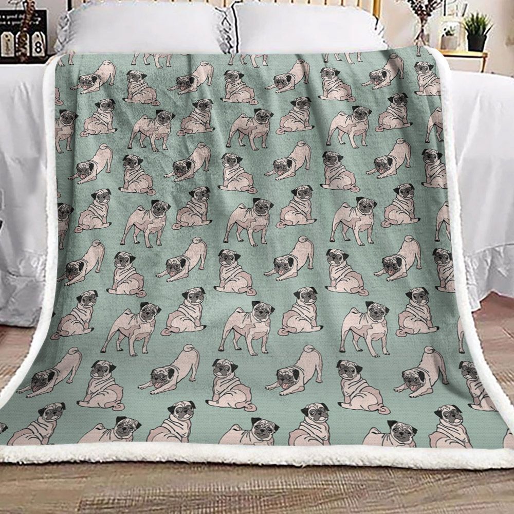 Pug Sherpa Fleece Blanket
