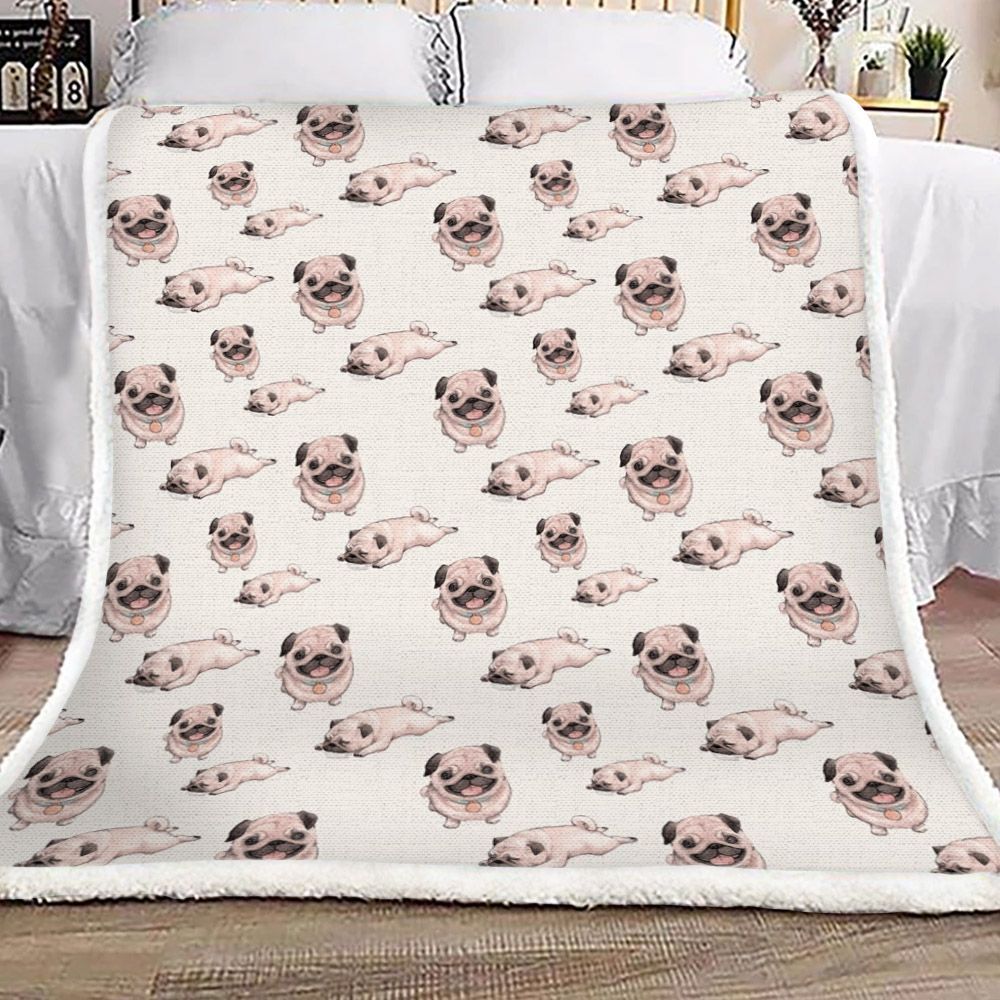 Pug Sherpa Fleece Blanket
