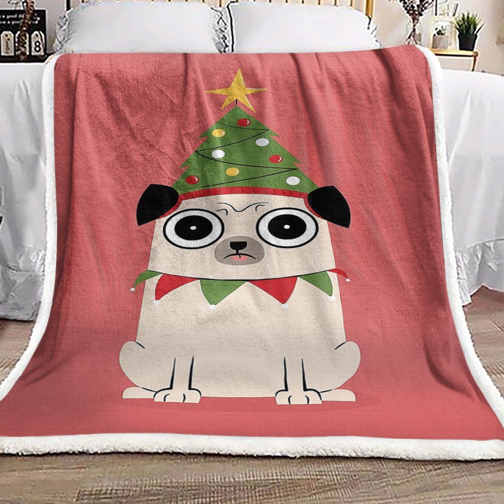 Pug Sherpa Fleece Blanket