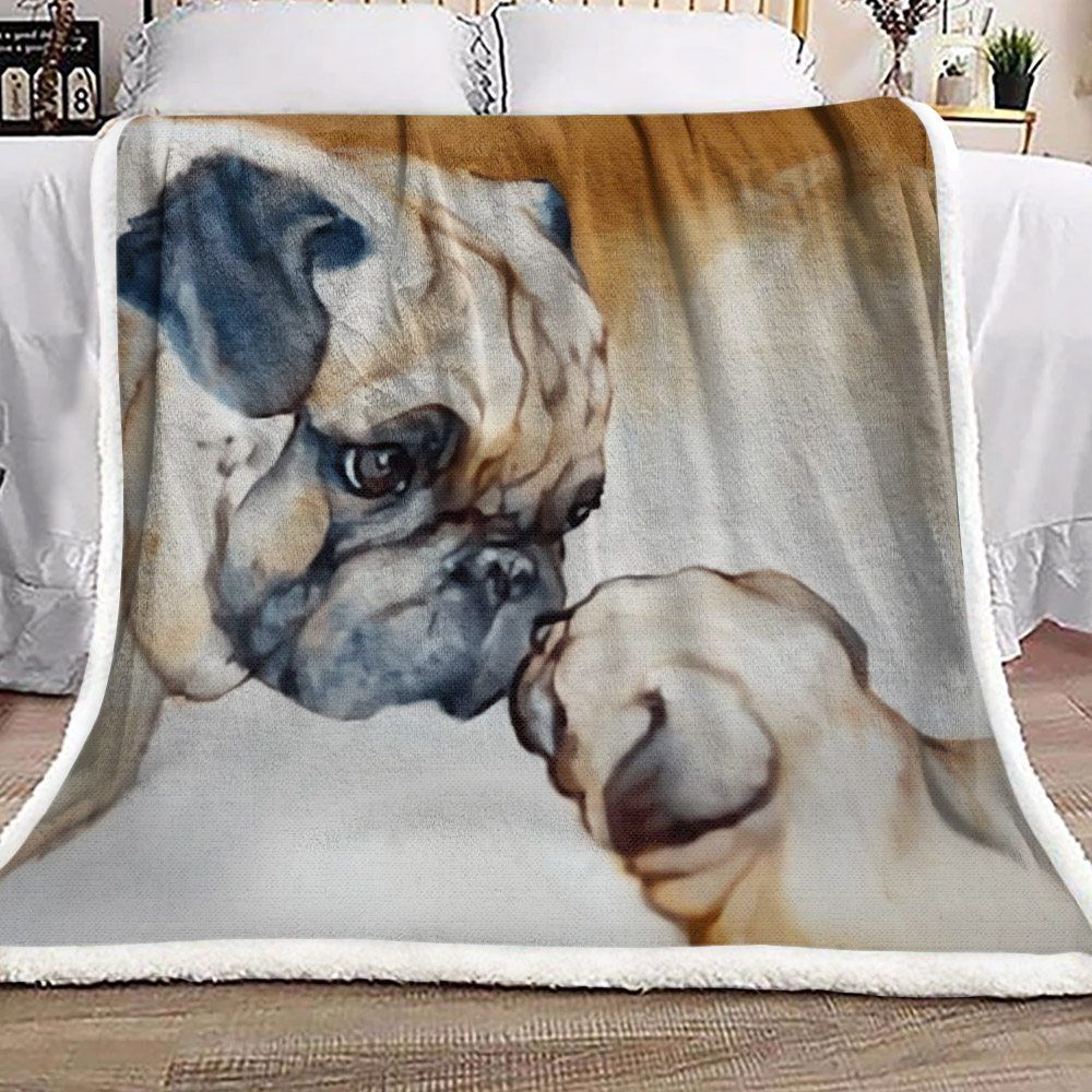 Pug Sherpa Fleece Blanket