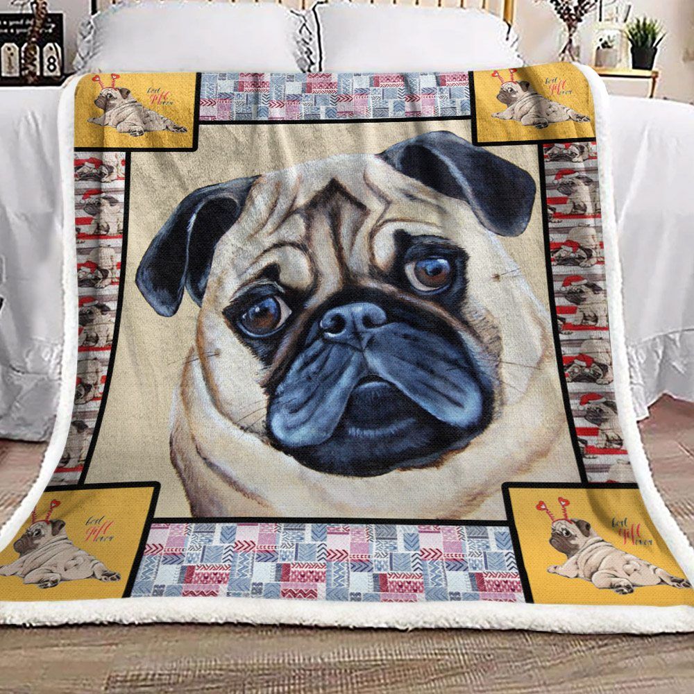 Pug Sherpa Fleece Blanket