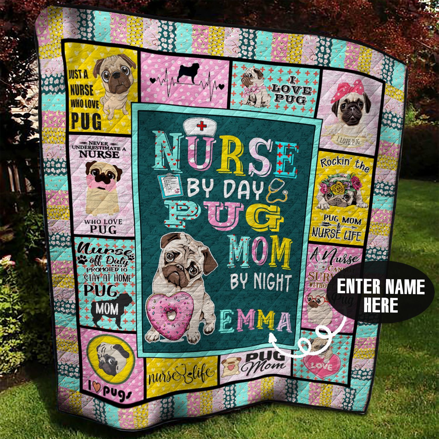 Pug Nurse Personalized Quilt Blanket BBB290593HT