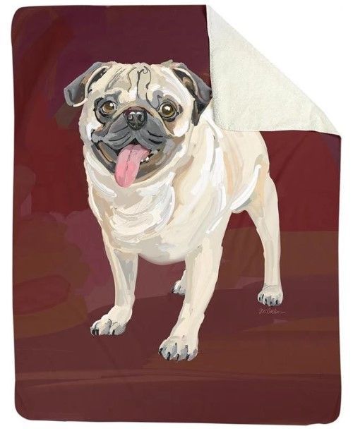 Pug Oil Painting Sherpa Fleece