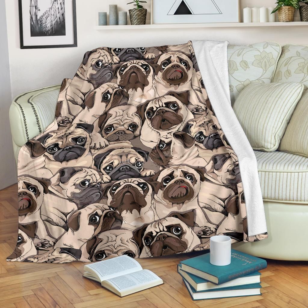 Pug Pattern Background Sherpa Fleece Blanket