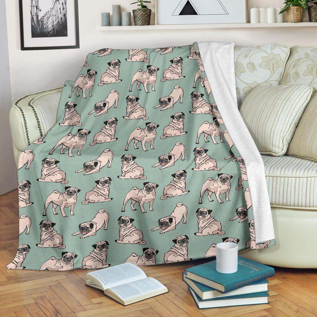 Pug Pattern Sherpa Fleece Blanket