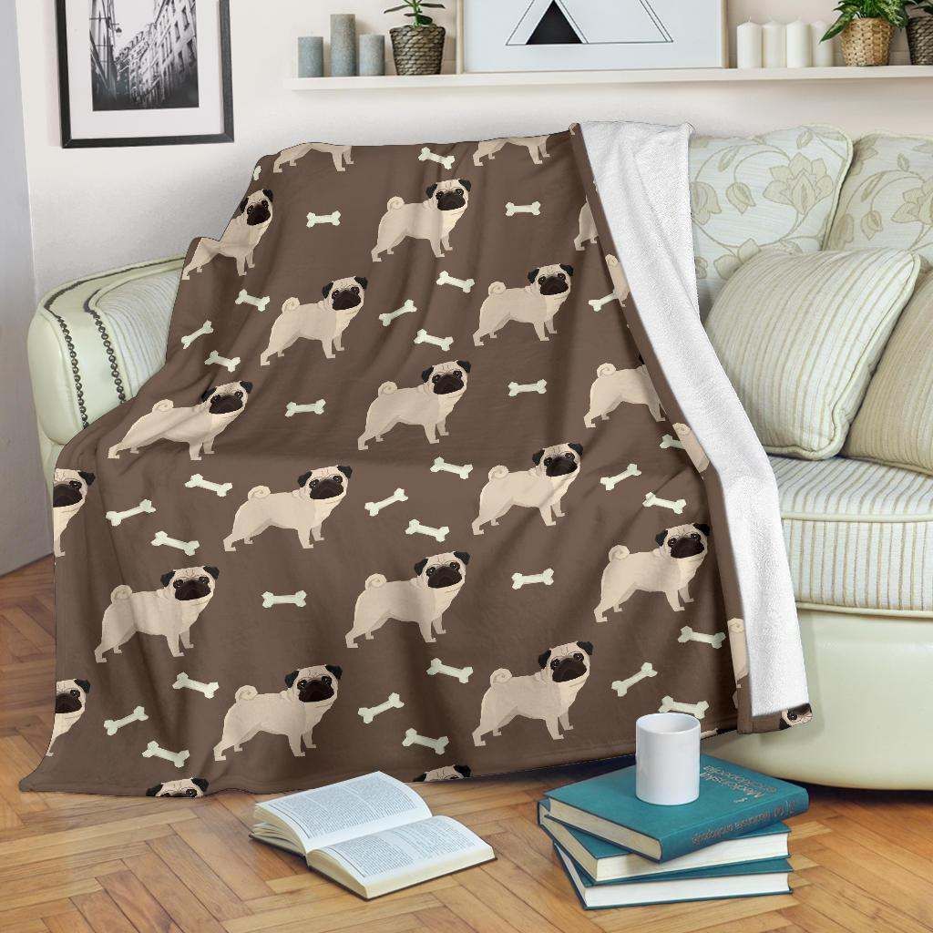 Pug Pattern Sherpa Fleece Blanket
