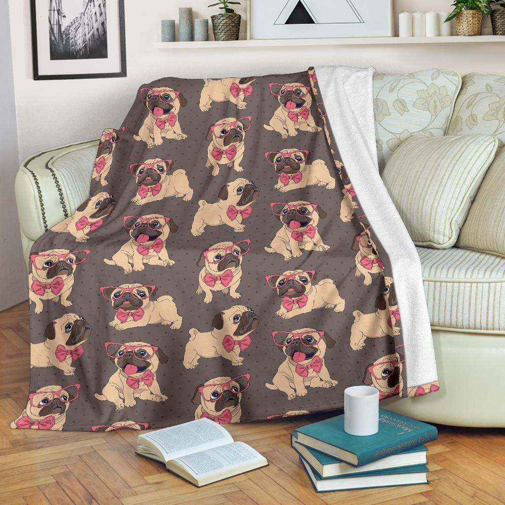 Pug Pattern Sherpa Fleece Blanket