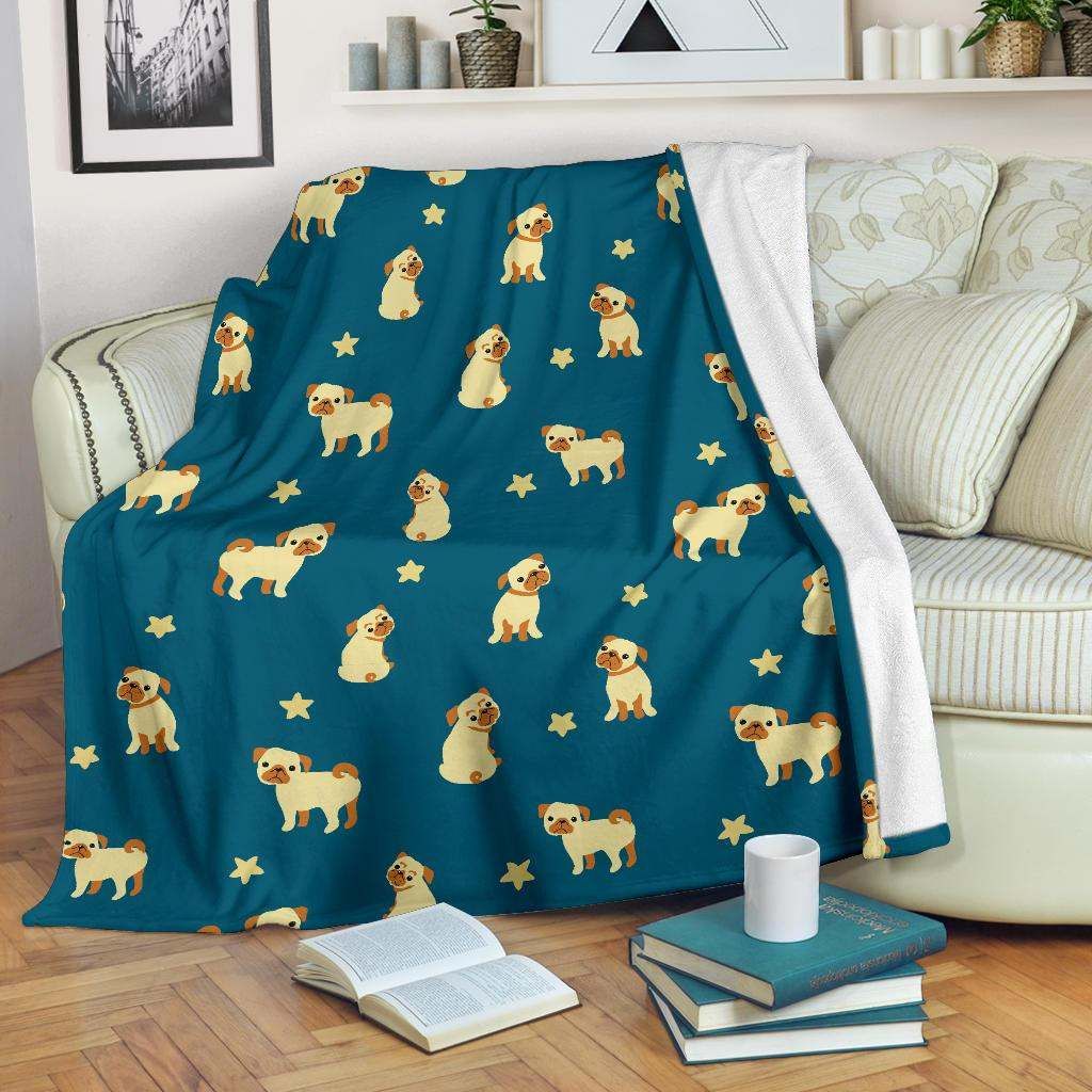 Pug Pattern Sherpa Fleece Blanket