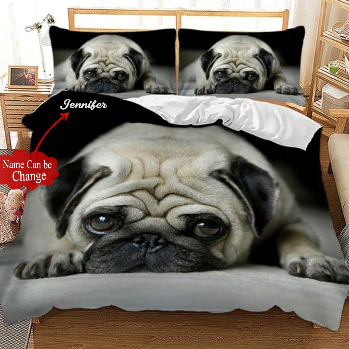 Pug Personalized Bedding Set