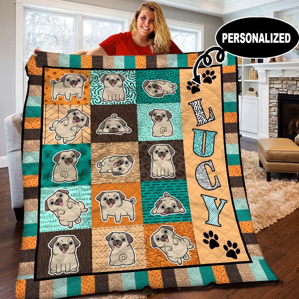 Pug Personalized Quilt Blanket BBB110529HT