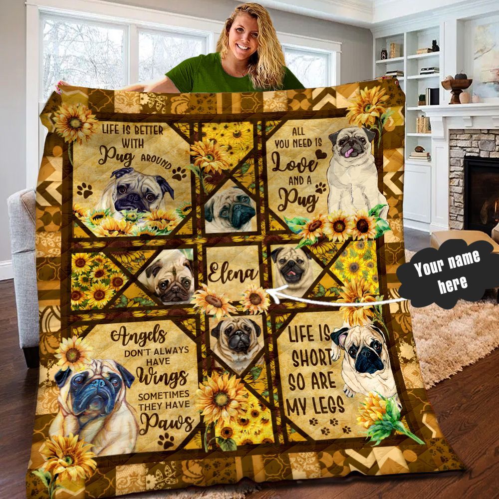Pug Personalized Quilt Blanket LML030616DT