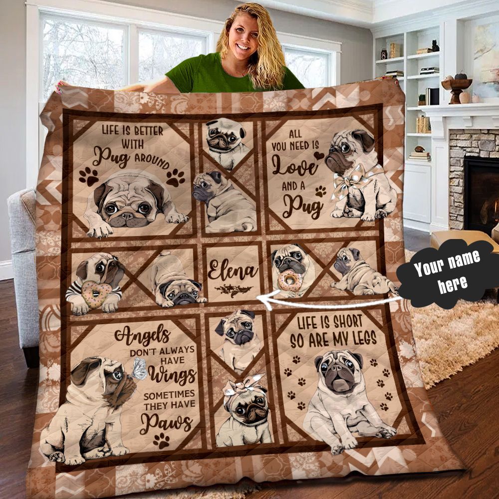 Pug Personalized Quilt Blanket LML060605DT