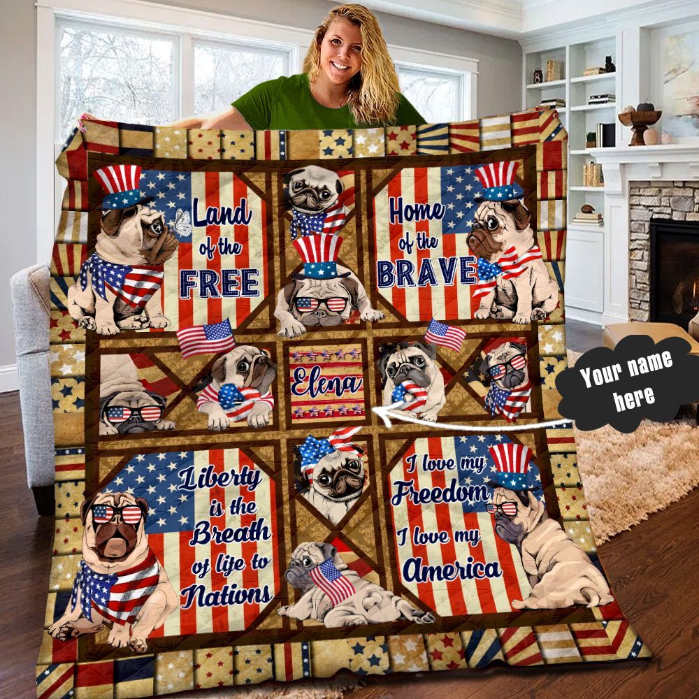 Pug Personalized Quilt Blanket LML160633DT