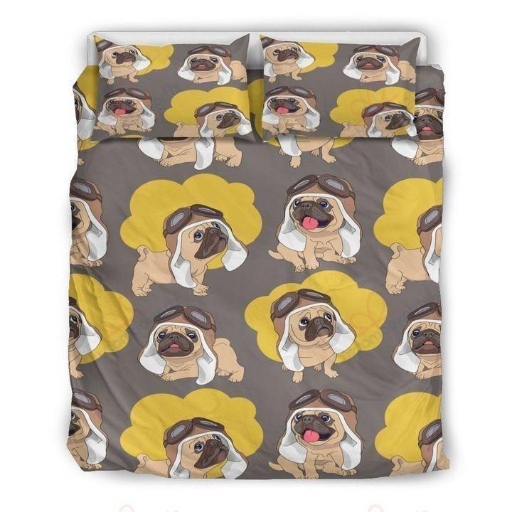 Pug Pilot Pattern Printed Bedding Set