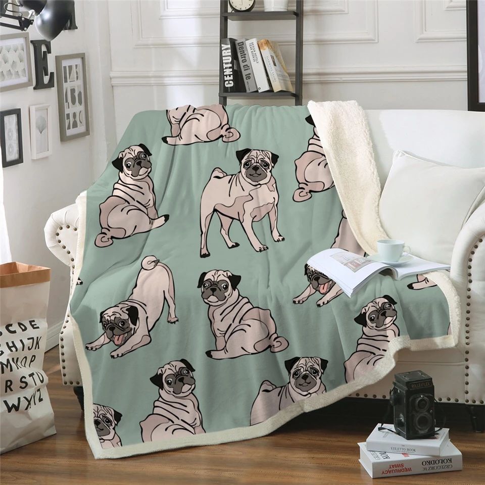 Pug Poses Sherpa Fleece Blanket