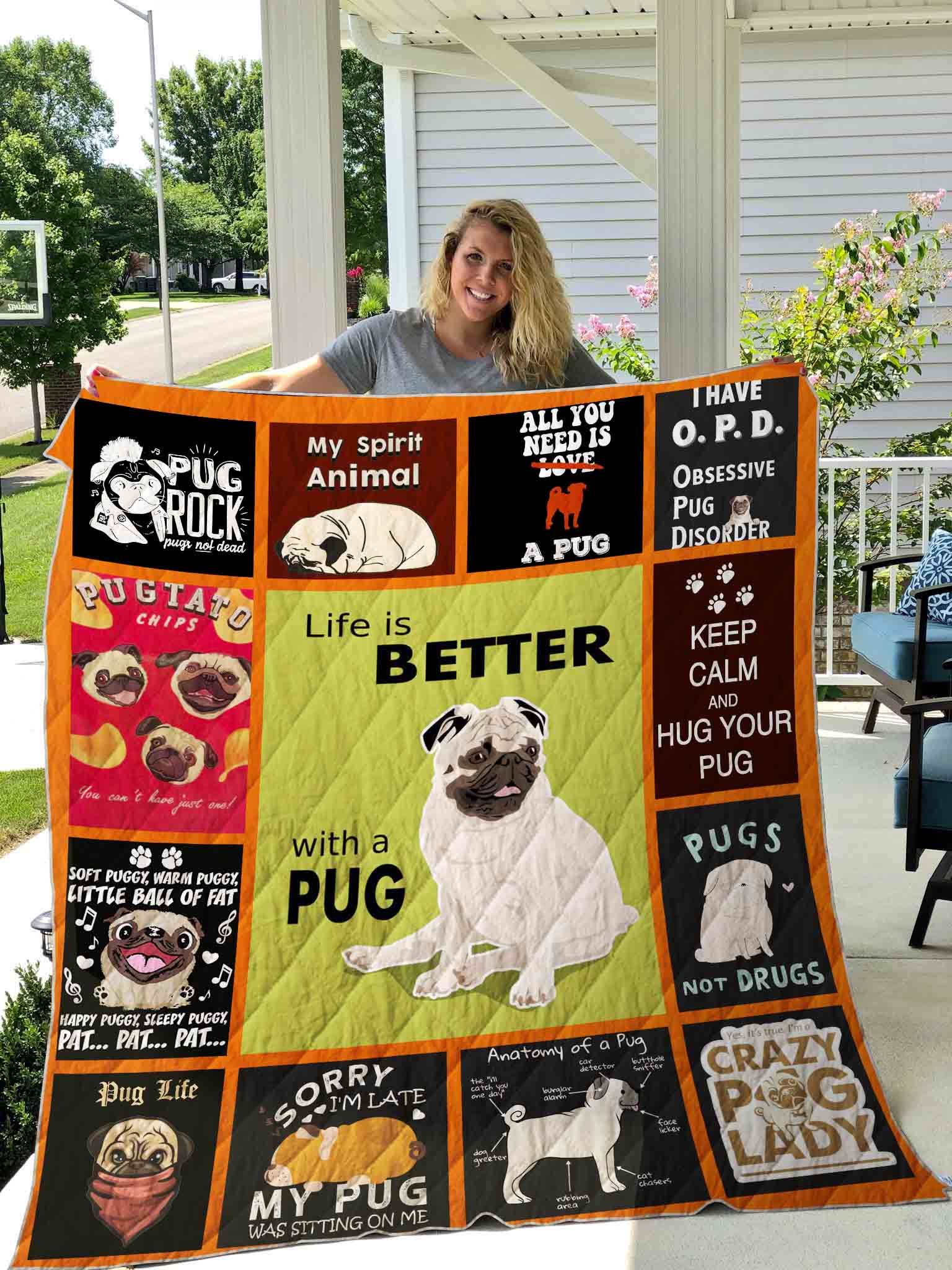 Pug Printed Quilt Blanket DHC1501549VT